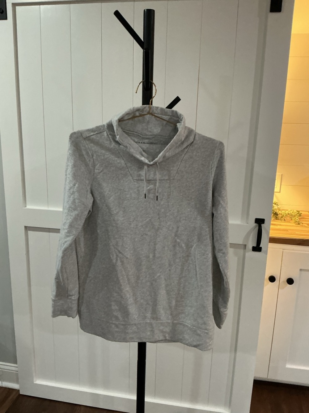 L.L. Bean Heather Light Gray Cowl Neck Pullover